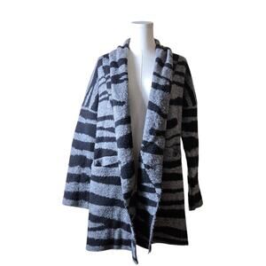 RD Style Brand  Size XS Women's Cardigan Fleece Long Gray Black Zebra Stripe